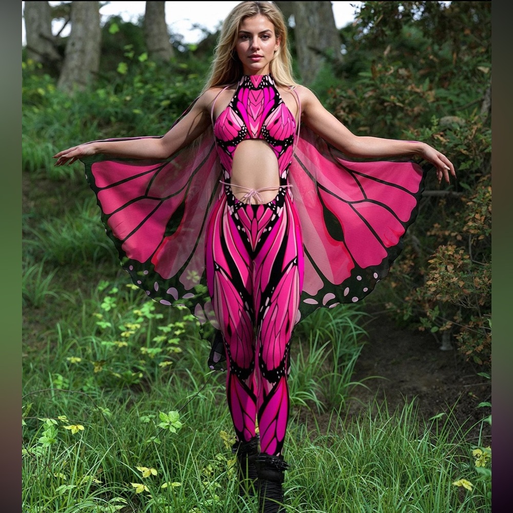 Pink Butterfly Costume With Wings